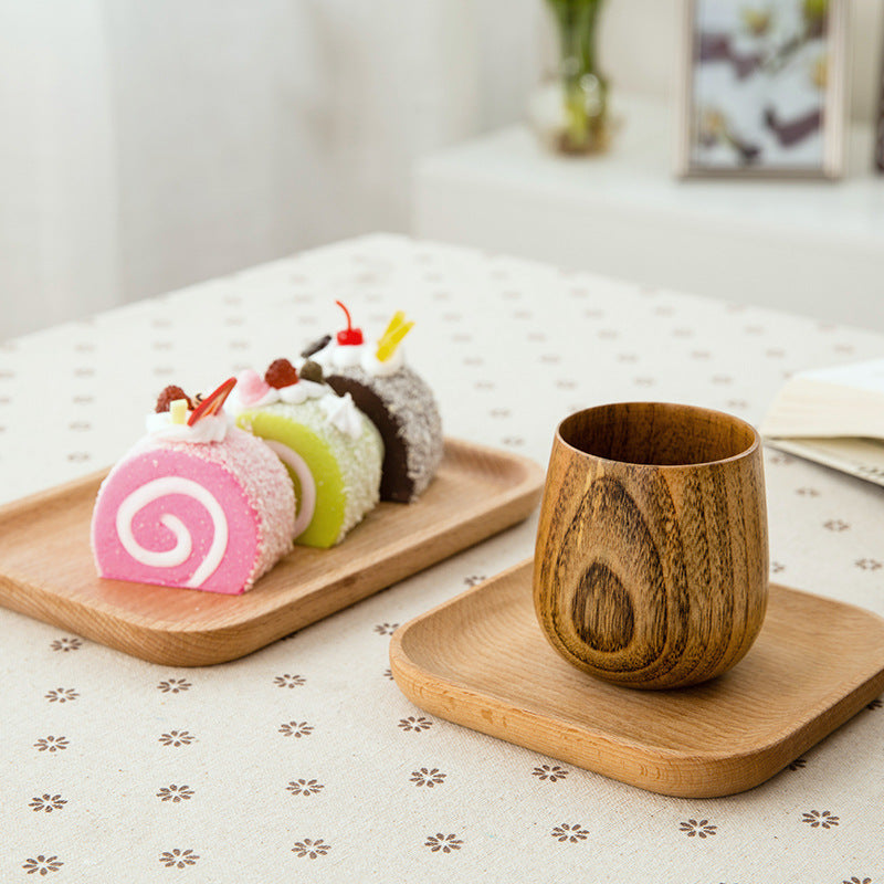 Plateau à thé en bois naturel