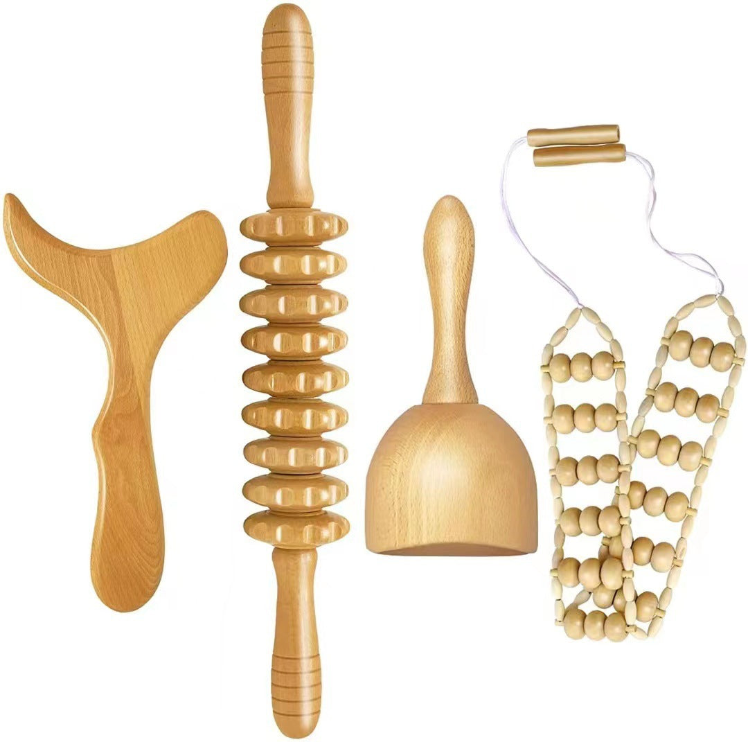 Ensemble d’outils de massage en bois – relaxation et bien-être
