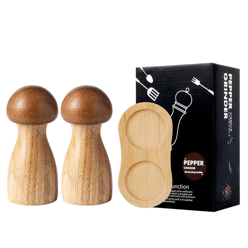 Moulins à sel et poivre en bois – design champignon