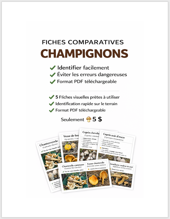 Fiches comparatives champignons (5 fiches PDF)