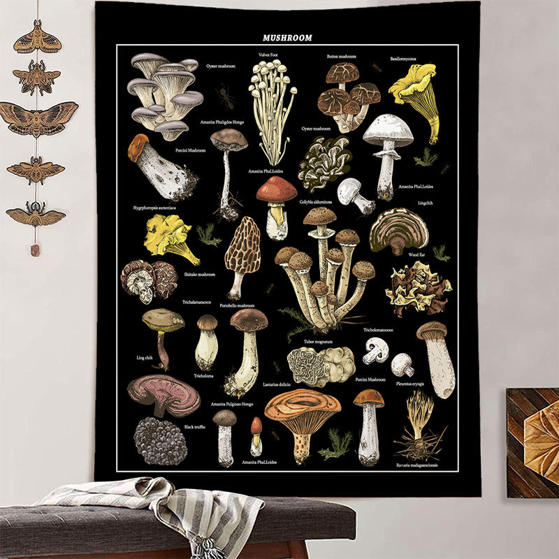 Tapisserie décorative champignons – illustration botanique